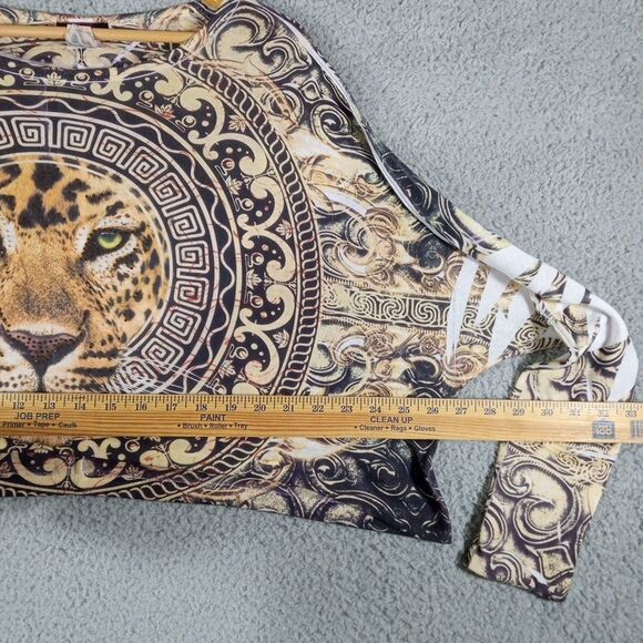 Blush Cropped Pullover Top Women's Size M Leopard Tiger Stretch Long Sleeve USA - Picture 8 of 9